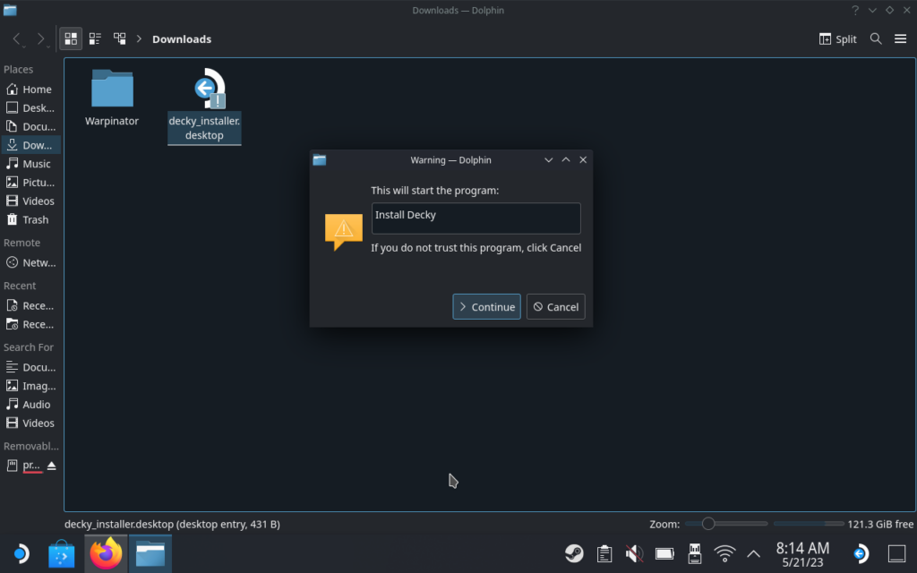ClickingContinuetoInstallDeckyLoader