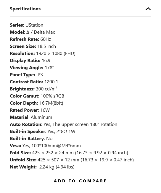 UPerfect Delta Dual Monitor Review - Productivity Perfected 3 UStationDeltaMAXSpecs