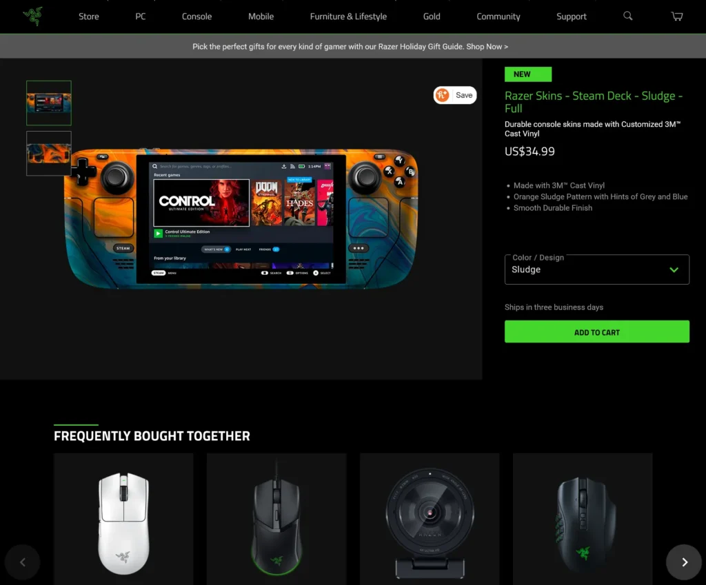 Razer Is Selling Some Awesome Steam Deck Skins 1 Screenshot 2024 11 21 at 05 53 34 Buy Razer Skins Steam Deck Sludge Full Console Skins Razer.com